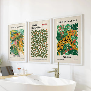 Flower Market, Kusama Art Prints. Modern Tropical Wall Decor