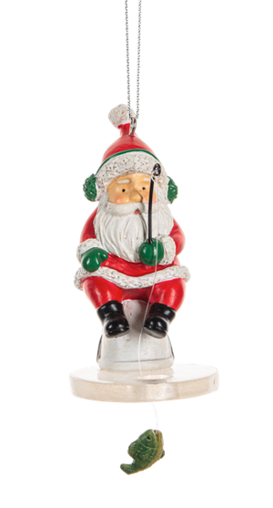 Ice Fishing Santa  Ornament