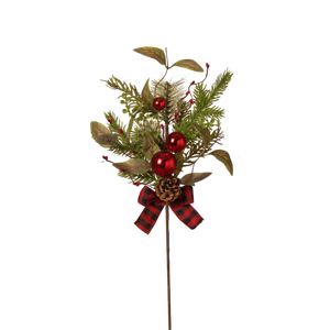 Pine & Berry Pick with Plaid Bow -