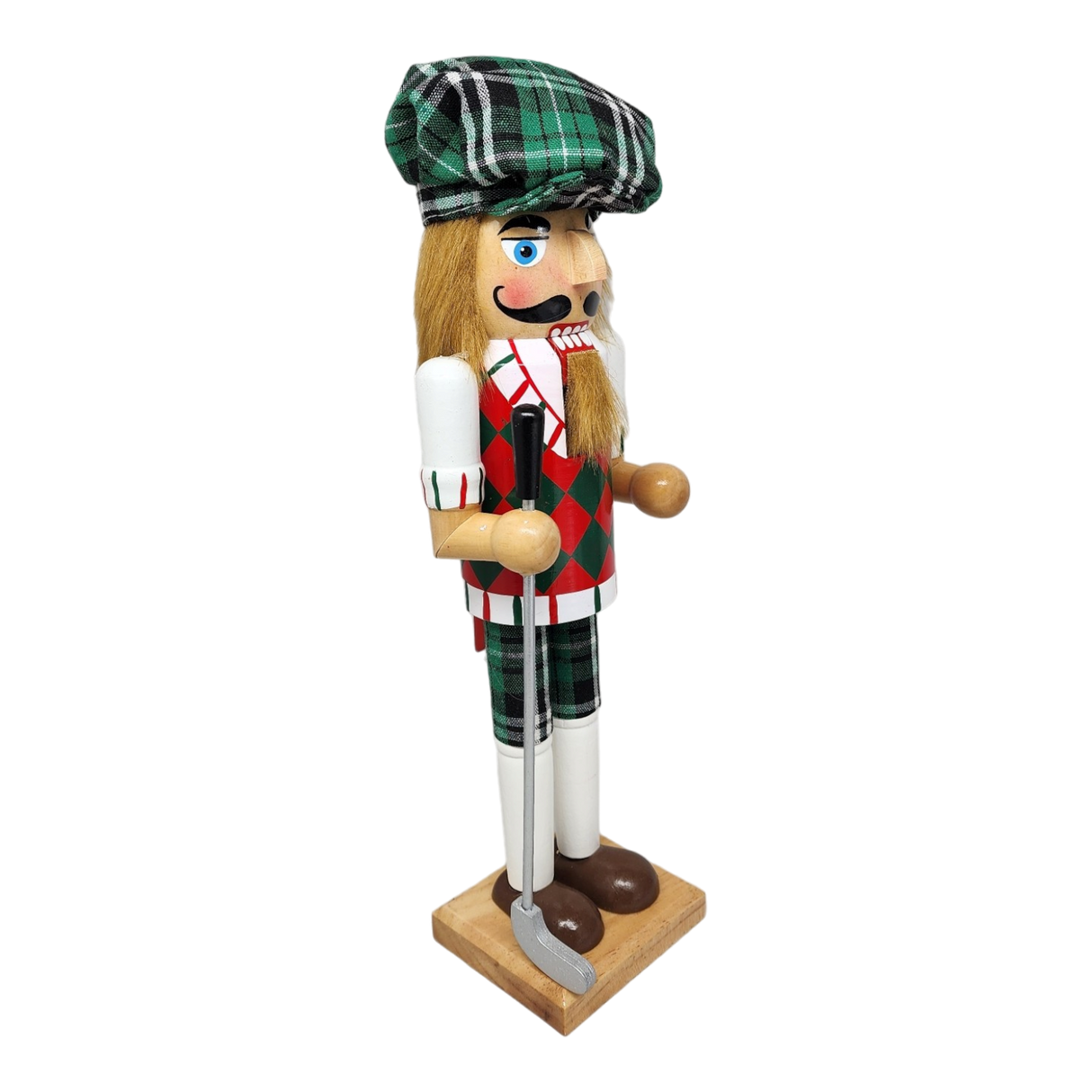 Green Plaid Golfer Nutcracker