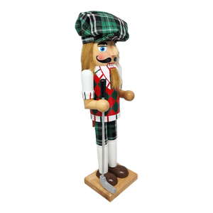 Green Plaid Golfer Nutcracker