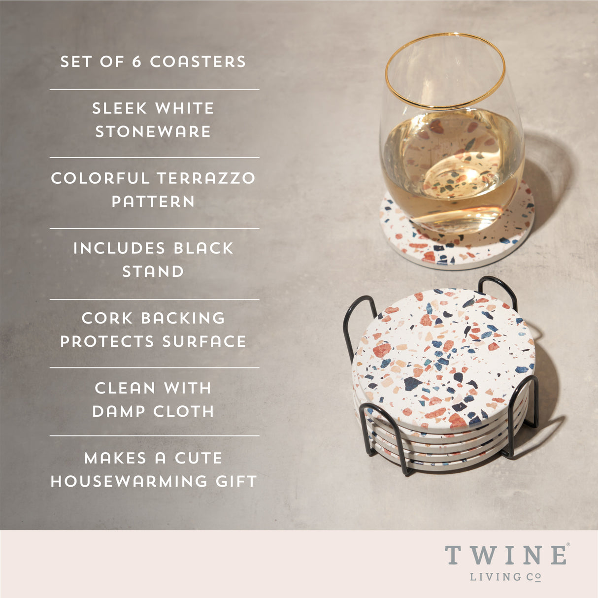 Terrazzo stoneware coasters by twine