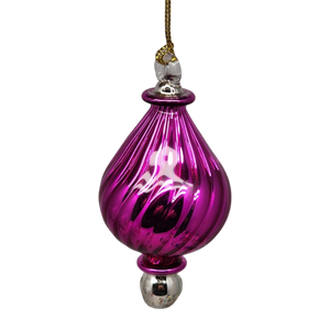 Shiny and Cute Egyptian Glass - Swirled Teardrop - Pink