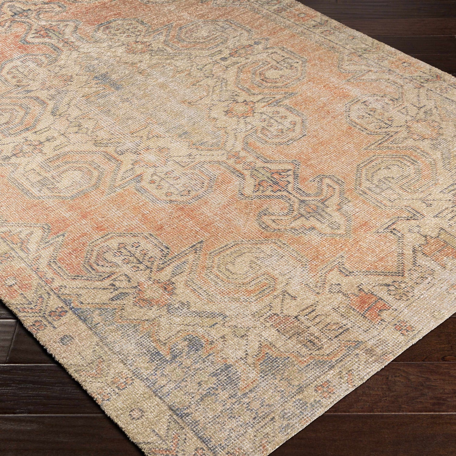 Yetminster Traditional Distressed Peach Rug - Clearance