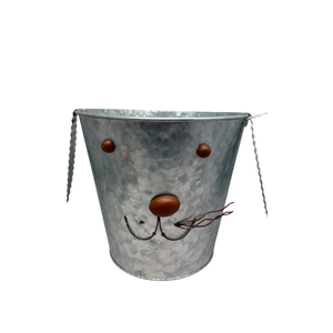 Galvanized Metal Bunny Design Bucket with Ears - Large