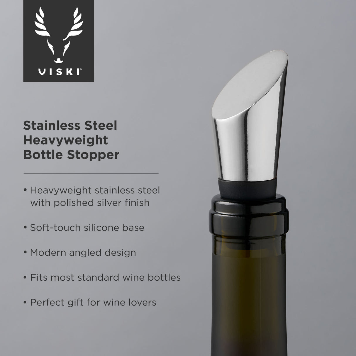 Harrison heavyweight bottle stopper in silver viski®