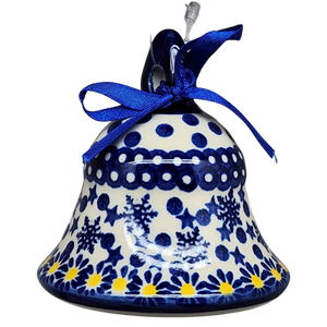 Ceramic Holiday Bell - Frosted Floral Pattern