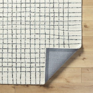 Yates White Grid Wool Area Rug