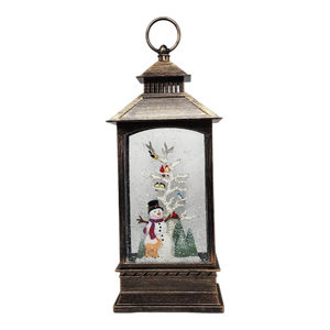 Lighted Spinning Waterglobe Lantern - Frosty and Friends
