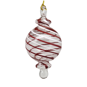 Candy Cane Stripe Blown Glass Ornament - Ball
