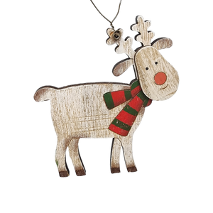 Rustic Wooden Reindeer Ornament -