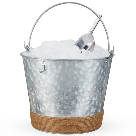 Jute-wrapped-galvanized-ice-bucket-by-twine-Ice-Buckets