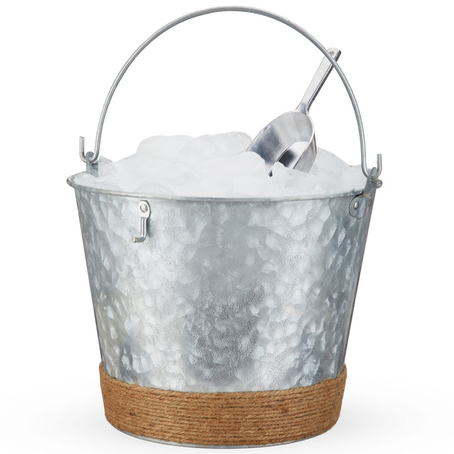 Jute-wrapped-galvanized-ice-bucket-by-twine-Ice-Buckets
