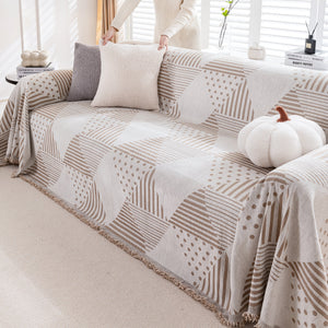 Chenille Geometric Patterned Sofa Throw, Couch Covers for Sectionals for Pets, Throw Cover for Couch