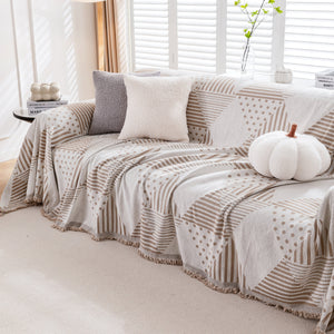 Chenille Geometric Patterned Sofa Throw, Couch Covers for Sectionals for Pets, Throw Cover for Couch