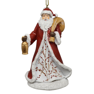 Berry Vine Santa with Lantern Ornament