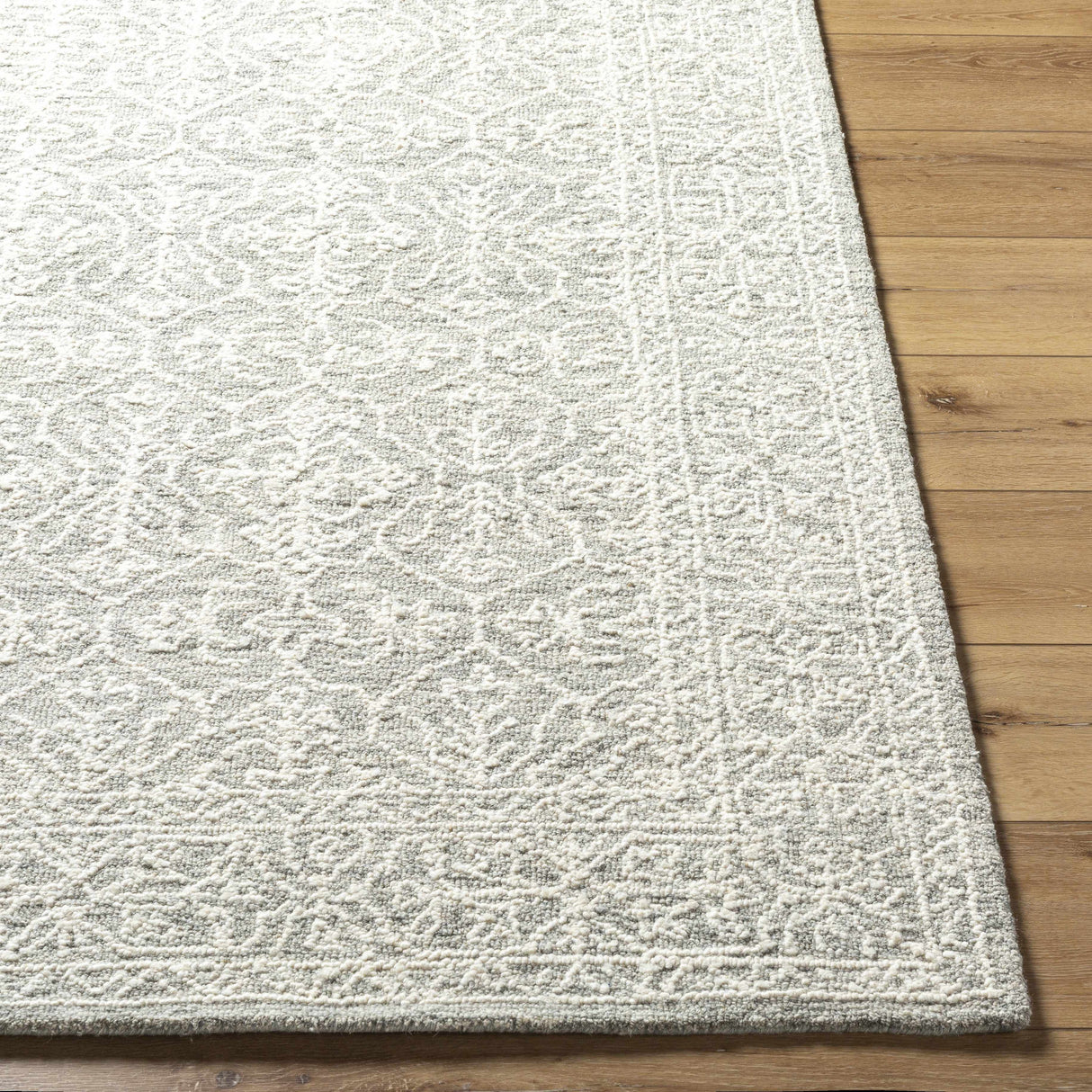 Yadid Gray Wool Area Rug