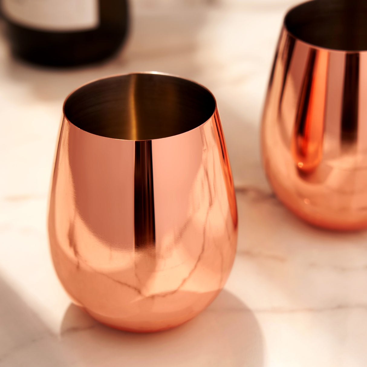 Copper stemless wine glasses by viski®