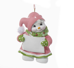 Snow Kid Ornament - Girl - Pink Hat
