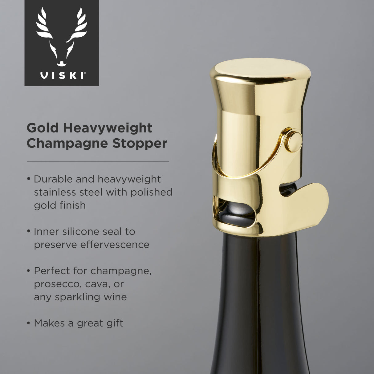 Belmont heavyweight champagne stopper in gold viski®