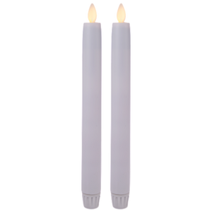 White LED Resin - 2 Piece Taper Candle Set