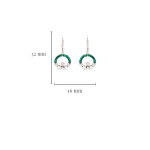 Green Malachite Sterling Silver Claddagh Drop Earrings