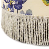 Yolanda 24" round upholstered accent ottoman, beige & tropical floral with ivory trim - Tuesday Morning - Ottomans