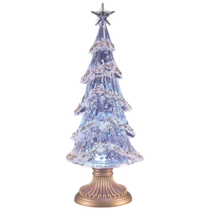 Lighted Swirl Tree with Gold Crystals & Base