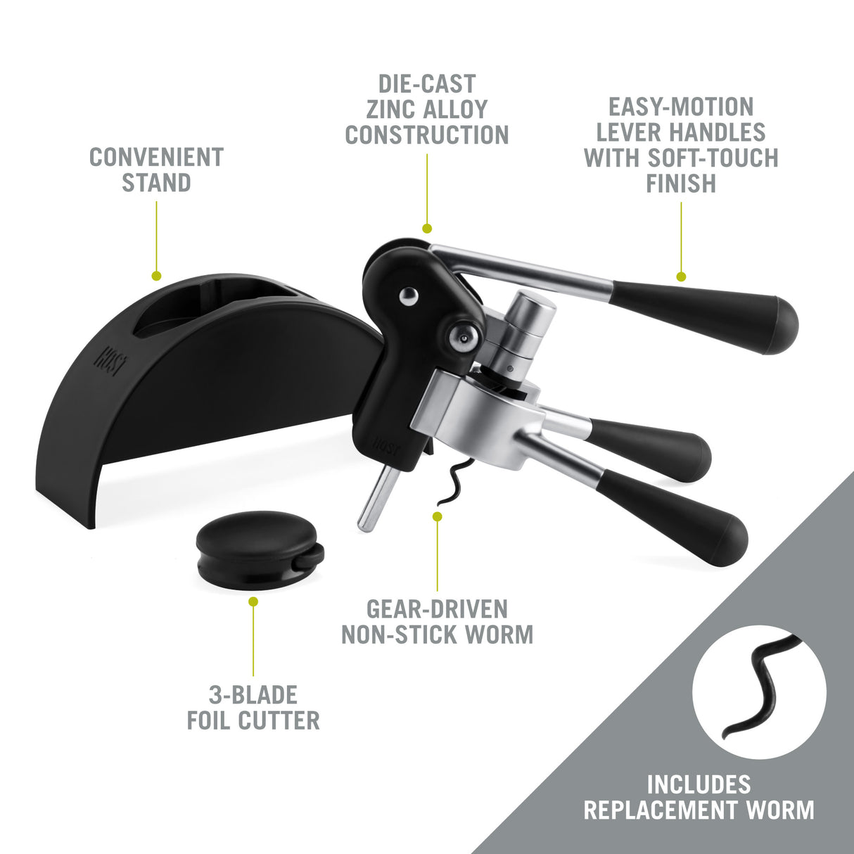 Lever corkscrew set by host®
