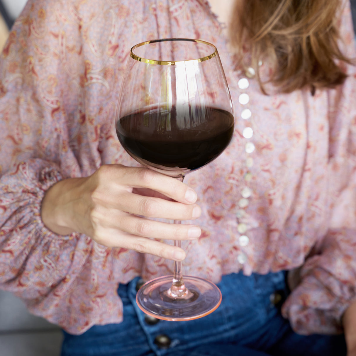 Rose crystal red wine glass set by twine®