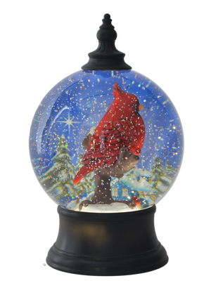 LED Light Up Rotating Shimmer Cardinal Globe