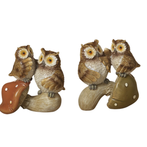 Owl on Mushroom Figurine -