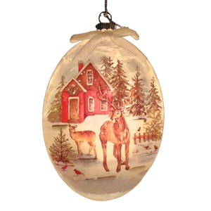 Glass "Lightable" Reindeer Family Visit Ornament