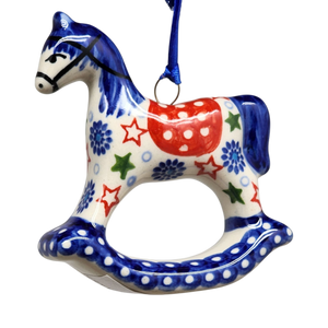 Rocking Horse Ornament - Festive Stars Pattern