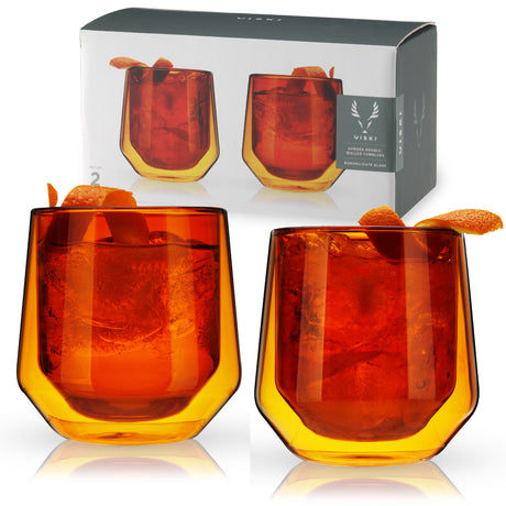 Double-walled-aurora-tumblers-in-amber-(set-of-2)-by-viski-Tumblers
