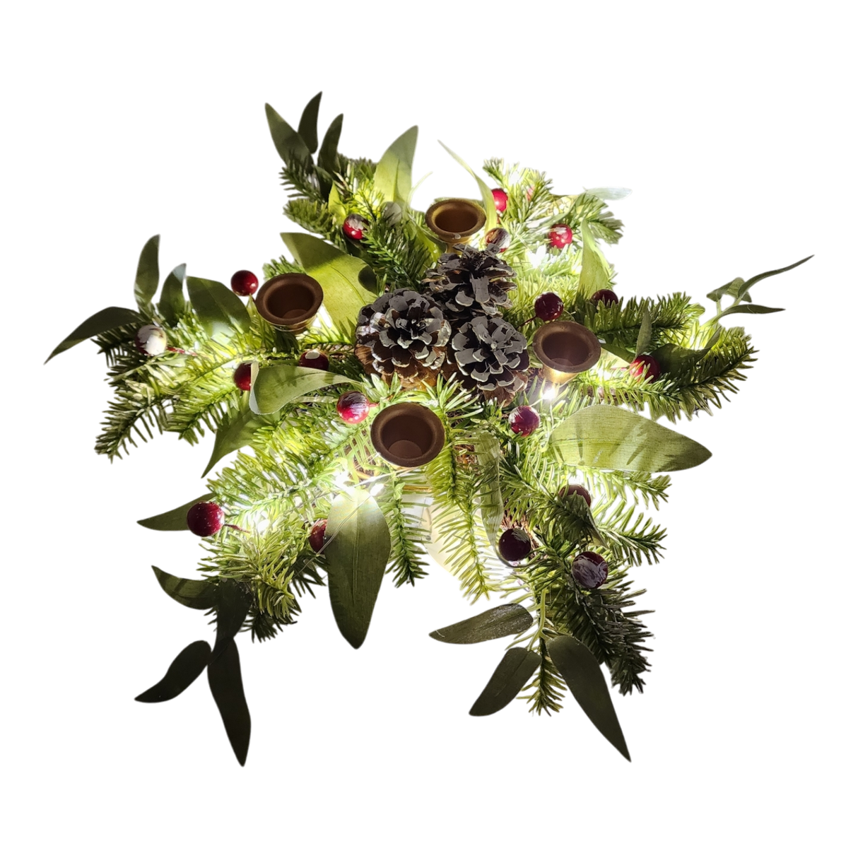 Lighted Candle Wreath - 18 Inch