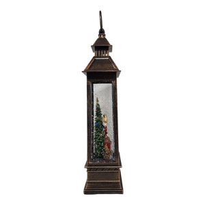 Lighted Spinning Waterglobe Lantern - Santa Delivering Gifts