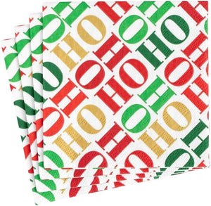 Ho Ho Ho Paper Cocktail Napkins in White