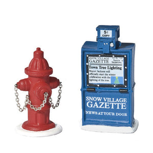 Fire Hydrant and Newspaper Box