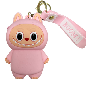 Silicone Labubu Coin Purse Key Chain Pendant (Blush Pink Edition)