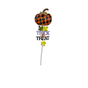 Trick Or Treat Black and Orange Pumpkin Garden Stake
