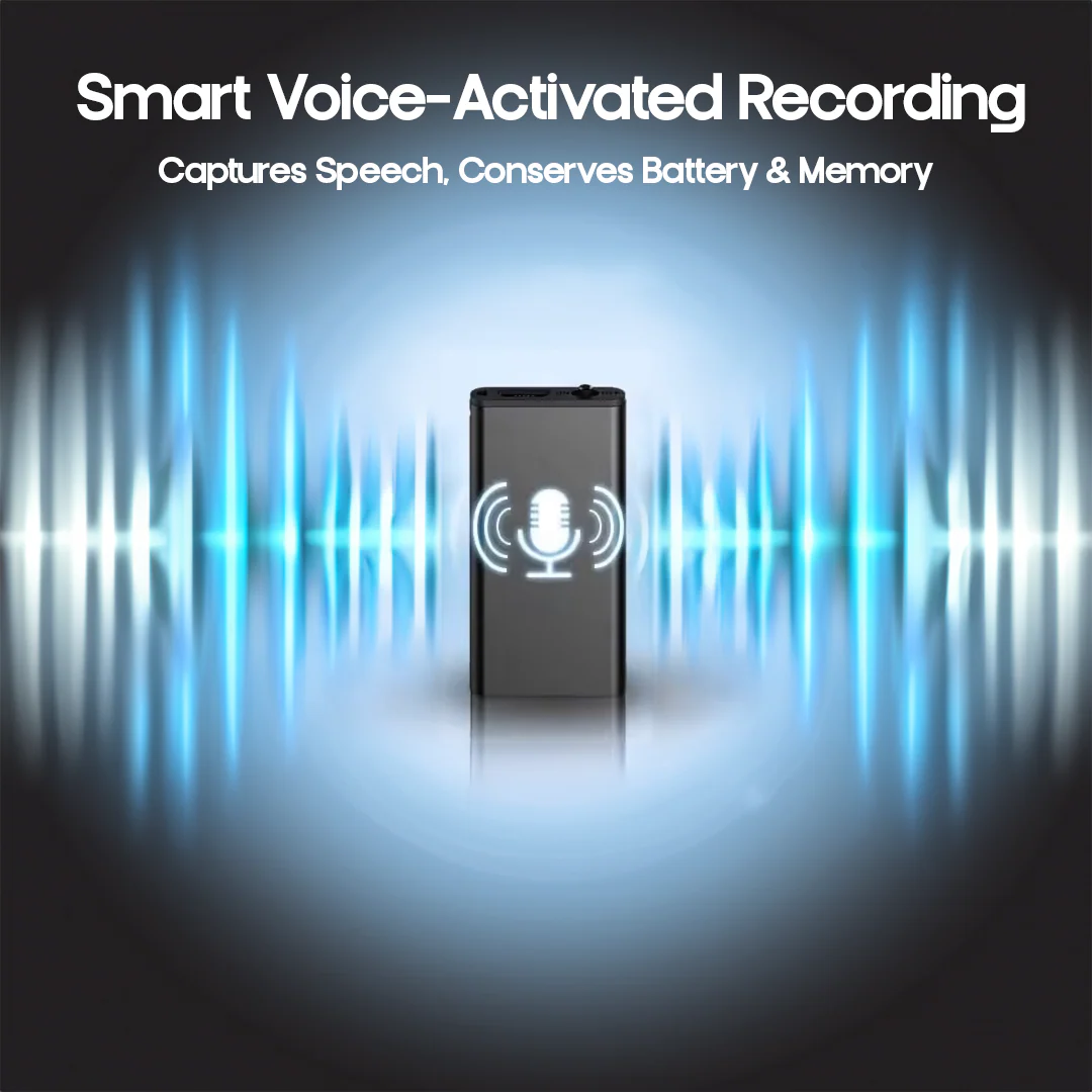 Ultra-Compact Mini Voice Recorder 16GB Voice-Activated USB Rechargeable