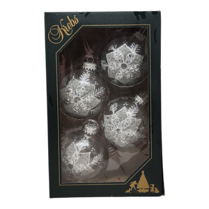 Krebs Value Glass Ornament 4 pack - Frosted Poinsettia