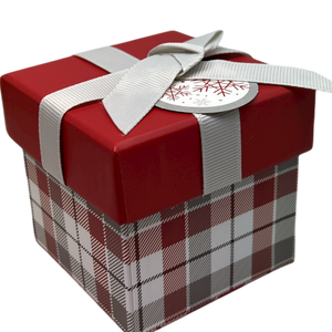 Gift Box Cube for Gift Cards - 3" x 3" - Snowflake Plaid