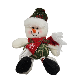 Plush Snowman Ornament with Button Legs