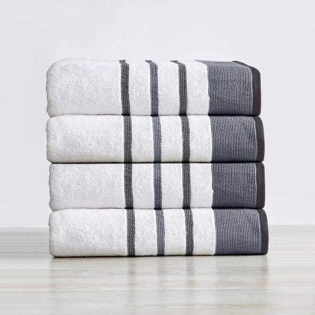 Decorative cotton stripe bath towel set - noelle collection
