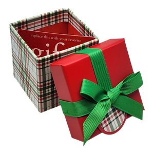 Gift Box Cube for Gift Cards - 3" x 3" - Christmas Plaid