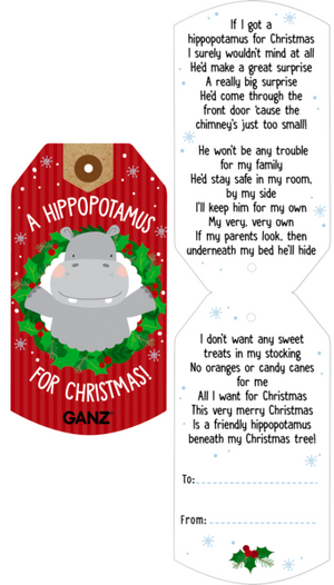 Christmas Hippo - 9 Inch