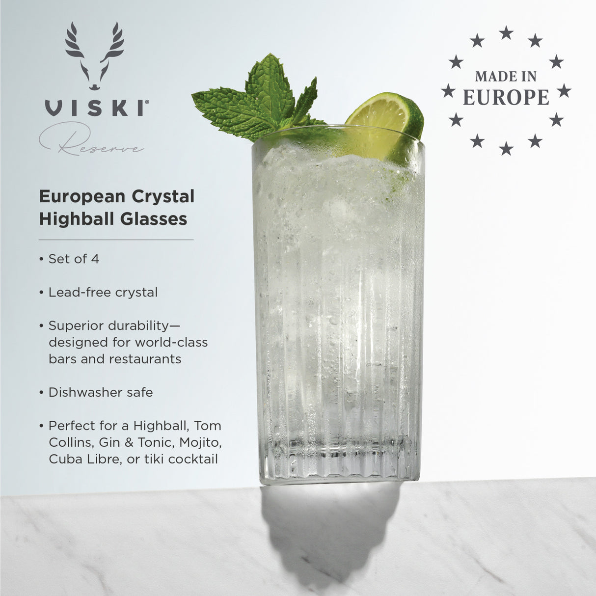 Reserve milo crystal highball glasses viski®
