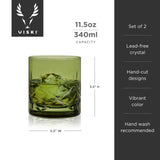 Admiral cut crystal rocks glasses in green viski®
